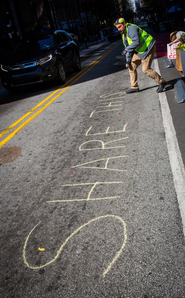 Advocates protest removal of ‘shared streets’ project on Peachtree 