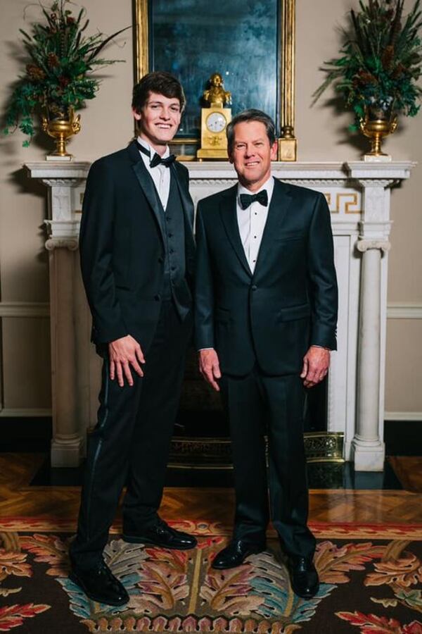 UGA student Harrison Deal (left) with Gov. Brian Kemp. (Facebook)