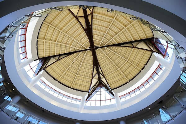 The rotunda ceiling is a piece of artwork in and of itself at the Tubman Museum. Curtis Compton / ccompton@ajc.com