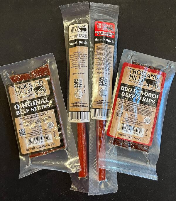 Beef jerky and snack sticks. (Courtesy of Thousand Hills Cattle Ranch)