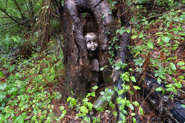 Doll’s-Head Trail inside Constitution Lakes Park is an evolving “found art” trail fashioned from refuse left in the area. (Photo by HYOSUB SHIN)