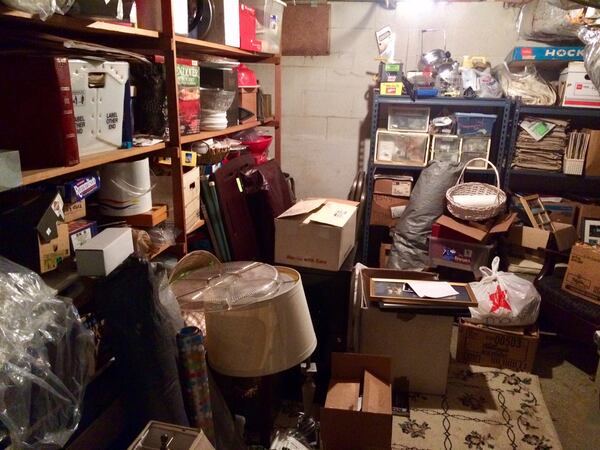 The basement room waiting to get tidied by the Torpys. 