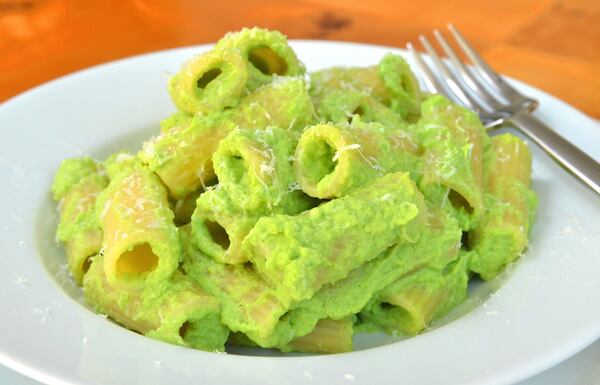 Broccoli Pasta Sauce, shown here with rigatoni and Parmesan, is one way to get the kids to eat their broccoli. STYLING BY JENNIFER ZYMAN / CONTRIBUTED BY CHRIS HUNT PHOTOGRAPHY