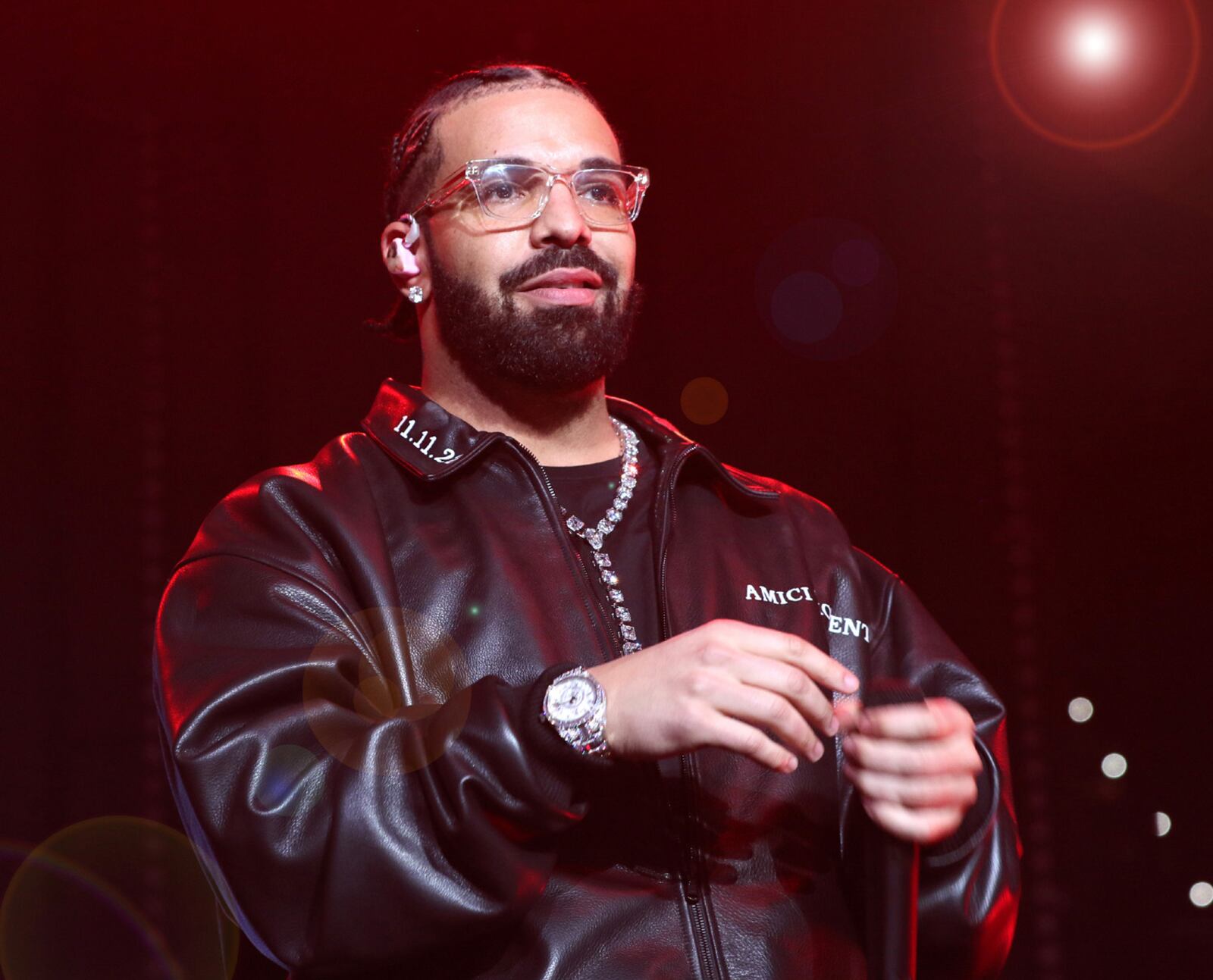 Drake performs at the third annual Lil Baby & Friends Birthday Celebration at sold-out State Farm Arena in Atlanta on Friday, December 9, 2022. Performers also included Chris Brown, 21 Savage, GloRilla, Lakeya, Rocko and DJ Fresh. (Photo: Robb Cohen for The Atlanta Journal-Constitution)