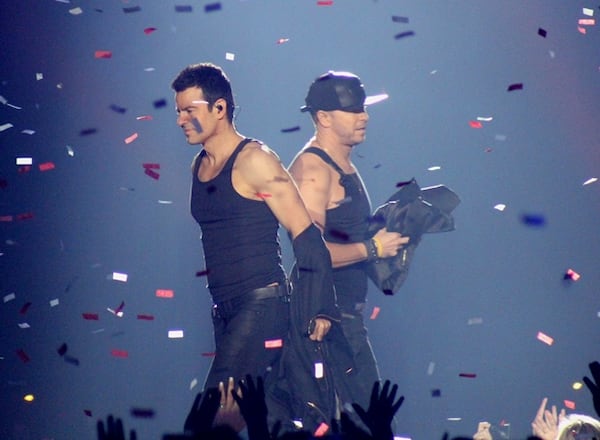  Jordan Knight and Donnie Wahlberg strip down. Photo: Melissa Ruggieri/AJC