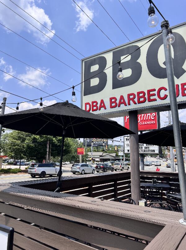 The patio at D.B.A. BBQ in Buckhead. / Courtesy of D.B.A. BBQ