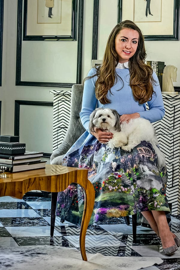 Laura Nay, owner of Laura Nay Interiors, moved into her Atlanta home with her husband, Bill, in 2013. Mia, a friend's Maltese papillon mix, often visits.