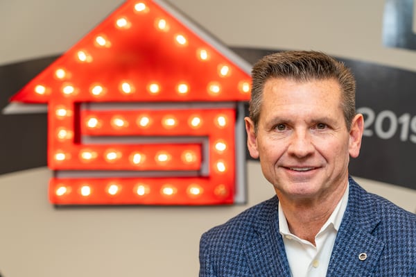 Portrait of president Pat Flood in the Supreme Lending Southeast region training room in Alpharetta. For the AJC Top Workplace midsize story. PHIL SKINNER FOR THE ATLANTA JOURNAL-CONSTITUTION.