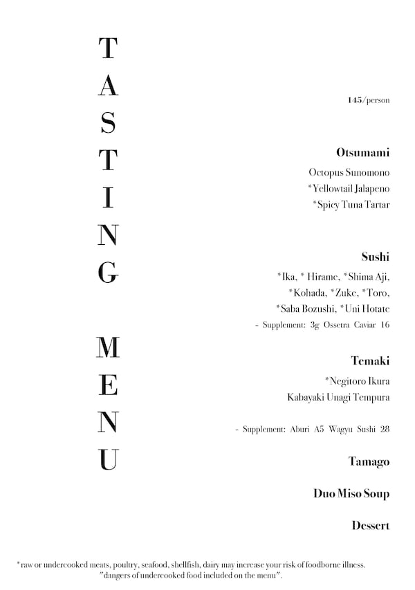 Brush Sushi menu