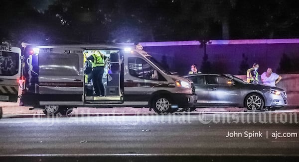 Multiple ambulances were at the scene of a wreck on I-85 North at North Druid Hills Road that was blocking lanes during the Tuesday morning commute.