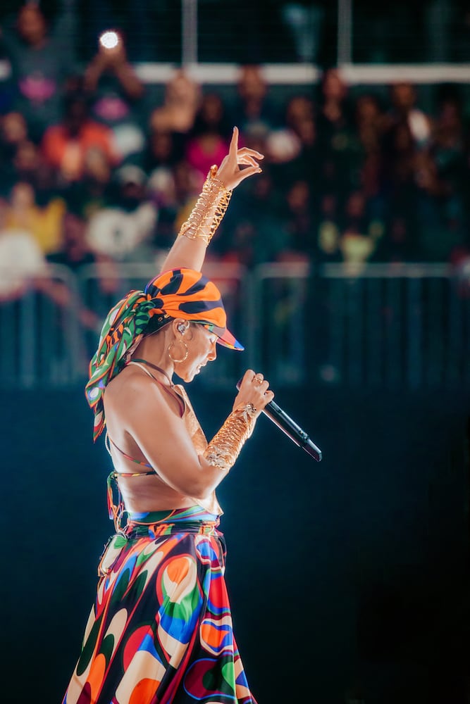 Alicia Keys dazzles fans at State Farm Arena on July 3, 2023. (Sophie Harris for The Atlanta Journal-Constitution).