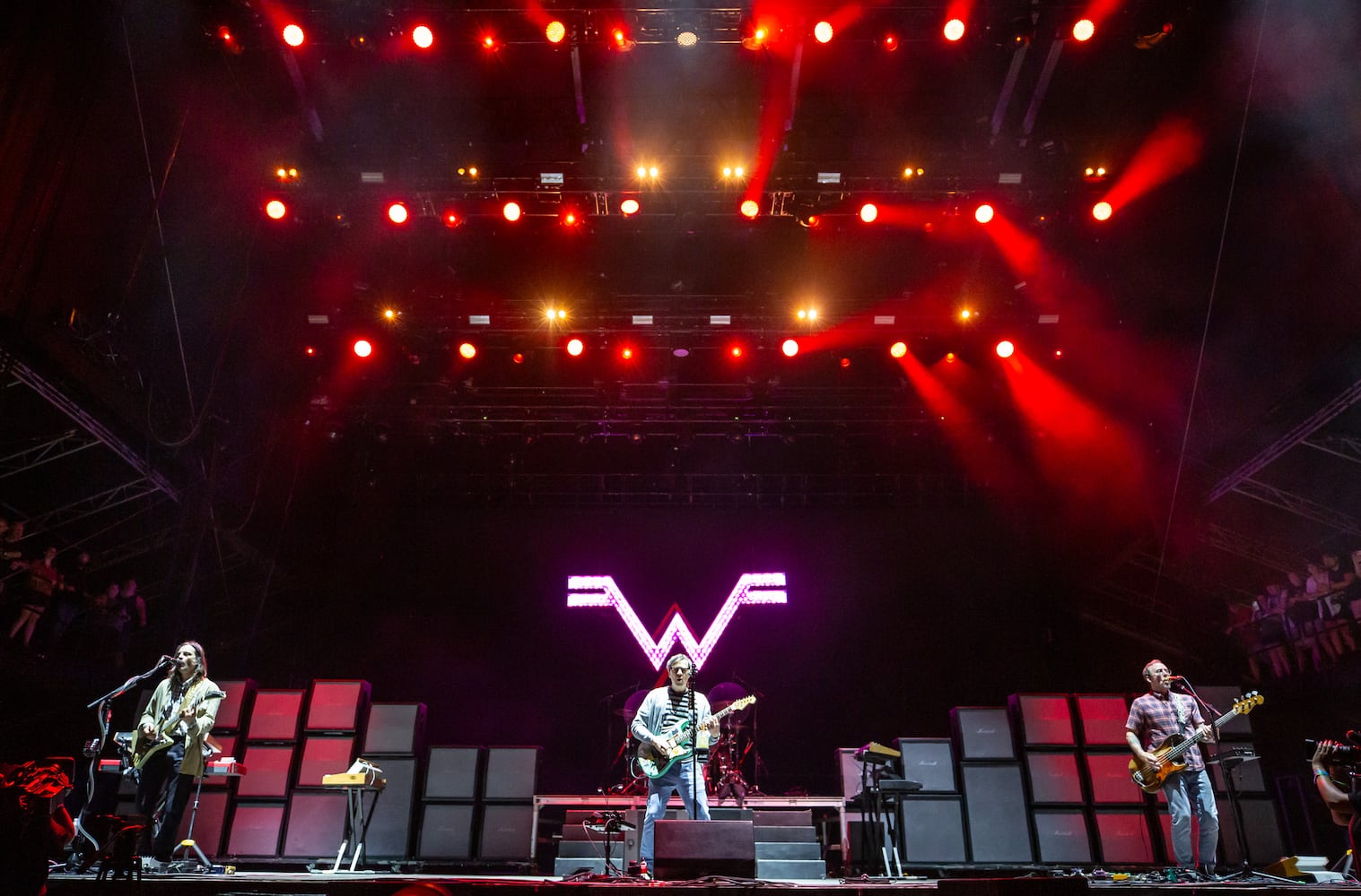 Atlanta, Ga: Weezer closed out night 2 at the Peachtree stage with their brand of quirky, alt-rock. Photo taken Saturday May 4, 2024 at Central Park, Old 4th Ward. (RYAN FLEISHER FOR THE ATLANTA JOURNAL-CONSTITUTION)