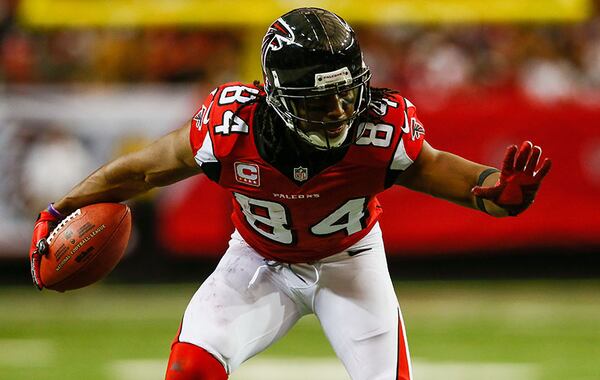 FILE PHOTO: ATLANTA, GA - DECEMBER 14: Roddy White #84 of the Atlanta Falcons runs after a reception in the second half against the Pittsburgh Steelers at the Georgia Dome on December 14, 2014 in Atlanta, Georgia. (Photo by Kevin C. Cox/Getty Images)