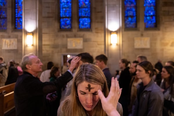 Parishioners during an Ash Wednesday service at Christ the King Catholic church in Atlanta.