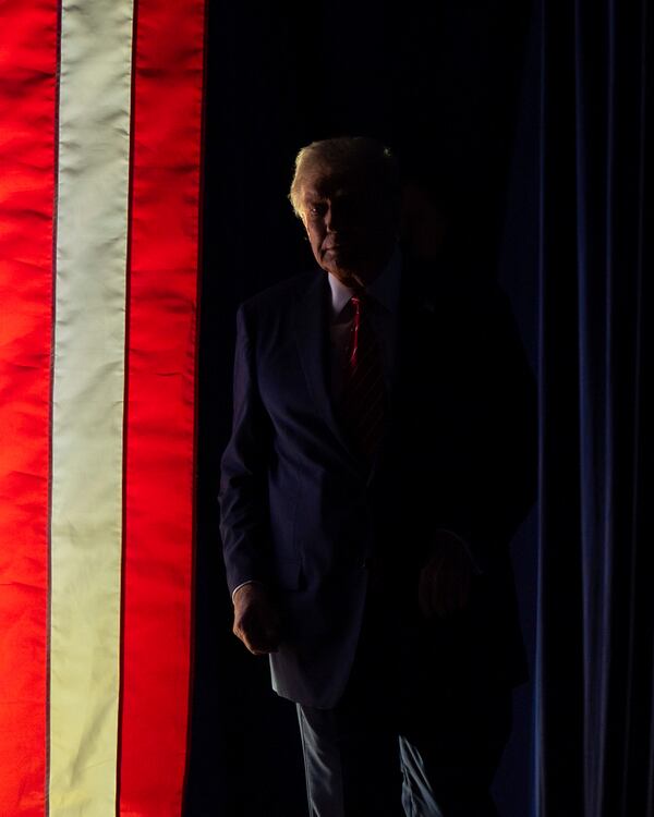 Republican presidential nominee former President Donald Trump arrives to speak at a campaign rally at Rocky Mount Event Center, Wednesday, Oct. 30, 2024, in Rocky Mount, N.C. (AP Photo/Julia Demaree Nikhinson)