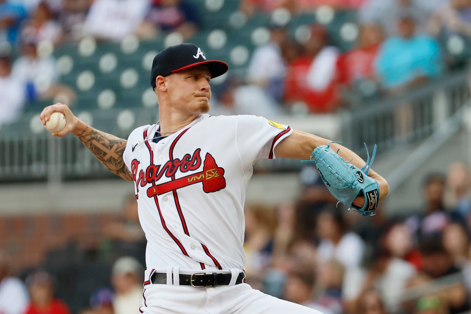 Braves starting pitcher AJ Smith-Shawver (62) throws a pitch to a Phillies batter during the first inning at Truist Park on Thursday, June 15, 2023, in Atlanta. The Braves won 8-3.

Miguel Martinez / miguel.martinezjimenez@ajc.com 