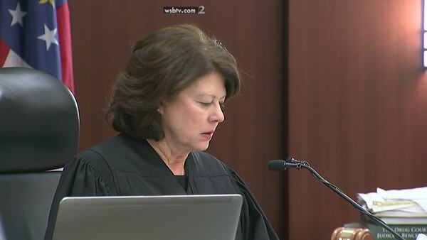 Judge Mary Staley Clark opens the sentencing hearing for Justin Ross Harris in the Cobb County courthouse on Monday, Dec. 5, 2016. (screen capture via WSB-TV)