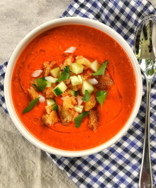 Quick Pantry Gazpacho. (Chris Hunt for The Atlanta Journal-Constitution)