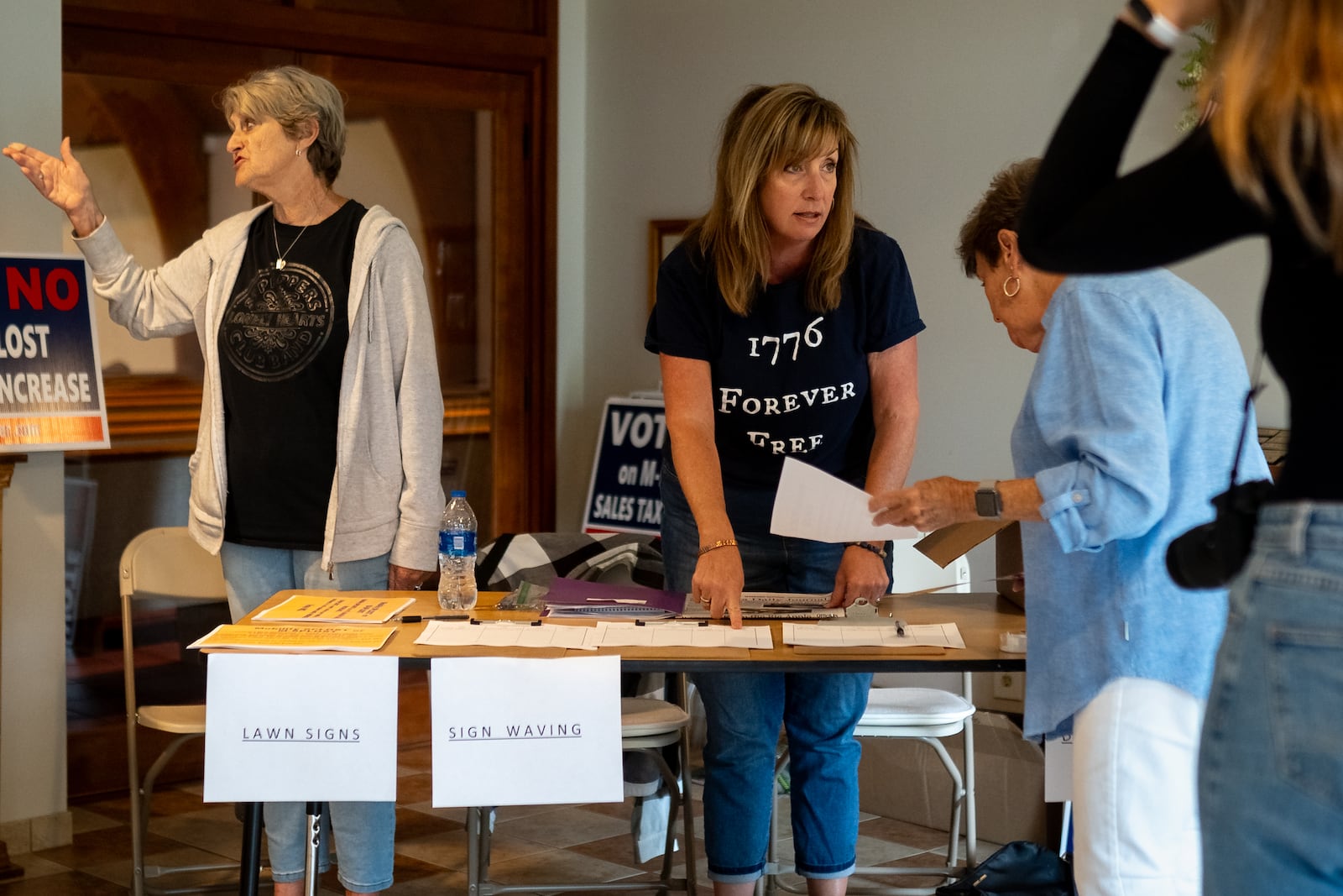 Citizens opposed to the Cobb transit referendum hold a campaign kickoff event. Saturday, Sept. 14, 2024 (Ben Hendren for the Atlanta Journal-Constitution)