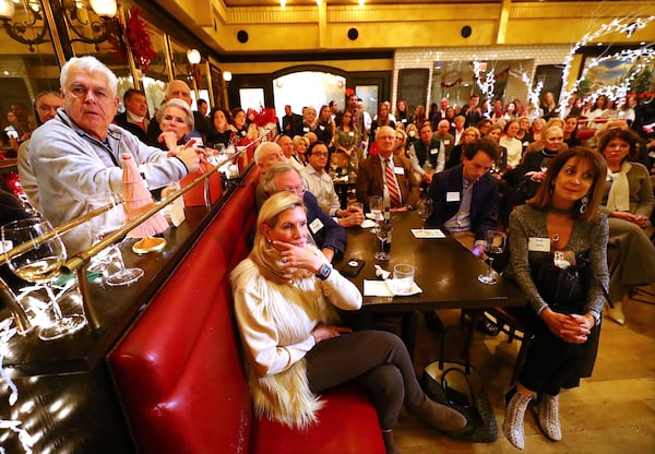 Bill White addresses the crowd at a recent pro-cityhood fundraiser at the upscale Bistro Niko. By the end of the night, White announced, the fundraiser had amassed over a quarter of a million dollars. (Curtis Compton / Curtis.Compton@ajc.com)