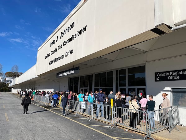 Wait times at the DeKalb County elections office eclipsed two hours for early voting on Saturday, Nov. 26, 2022. (Photo: Pete Corson / AJC)