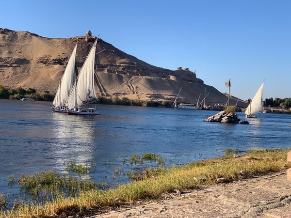 "This photo was taken in February 2020 of feluccas on  the Nile River in Aswan, Egypt.  In the background is Aga Khan Mausoleum," wrote Patricia Burdette of Carrollton.