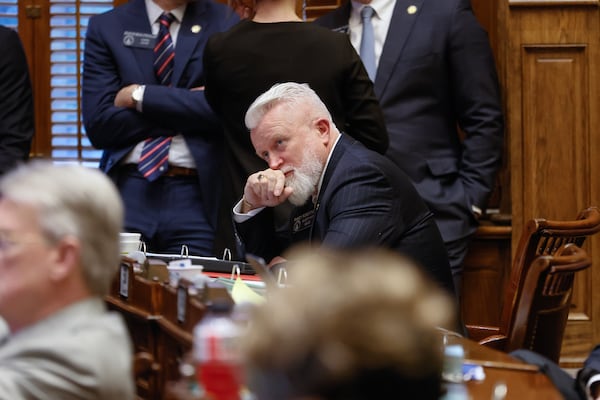 Sen. Randy Robertson (R-Cataula) looks on as Senate members discuss the Buckhead Bill on day 27 of the legislative session on Thursday, March 2, 2023. 