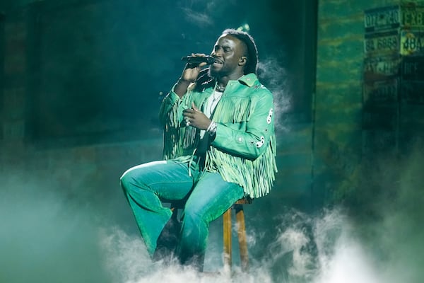 Shaboozey performs a medley during the 58th Annual CMA Awards on Wednesday, Nov. 20, 2024, at Bridgestone Arena in Nashville, Tenn. (AP Photo/George Walker IV)