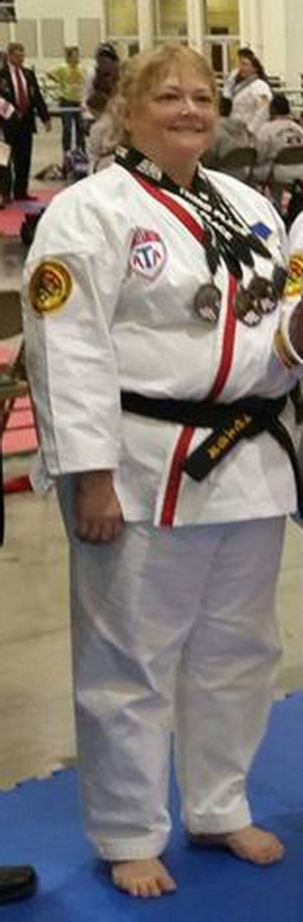 Bonnie Rhodes weighed 250 pounds in 2010. She started doing karate to help her lose weight. CONTRIBUTED BY BONNIE RHODES