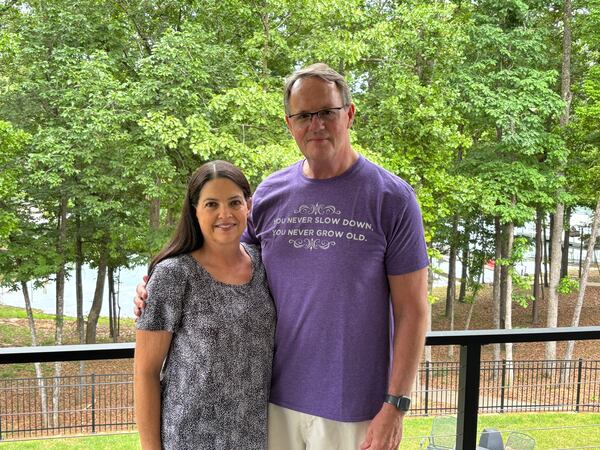 Kim and Robin Hines, outgoing GHSA executive director, at their home on Lake Hartwell, April 3, 2024.