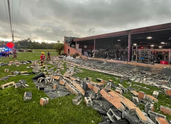 A gym in Calhoun was damaged Thursday evening during strong storms.