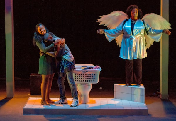 Out Front Theatre specializes in theater with LGBTQ+ themes. In 2022, Jasmine Thomas (from left), A.J. Thomson and Dalyla McGee appeared the  fantastical dramatic comedy “When Last We Flew.” Courtesy of Out Front Theatre