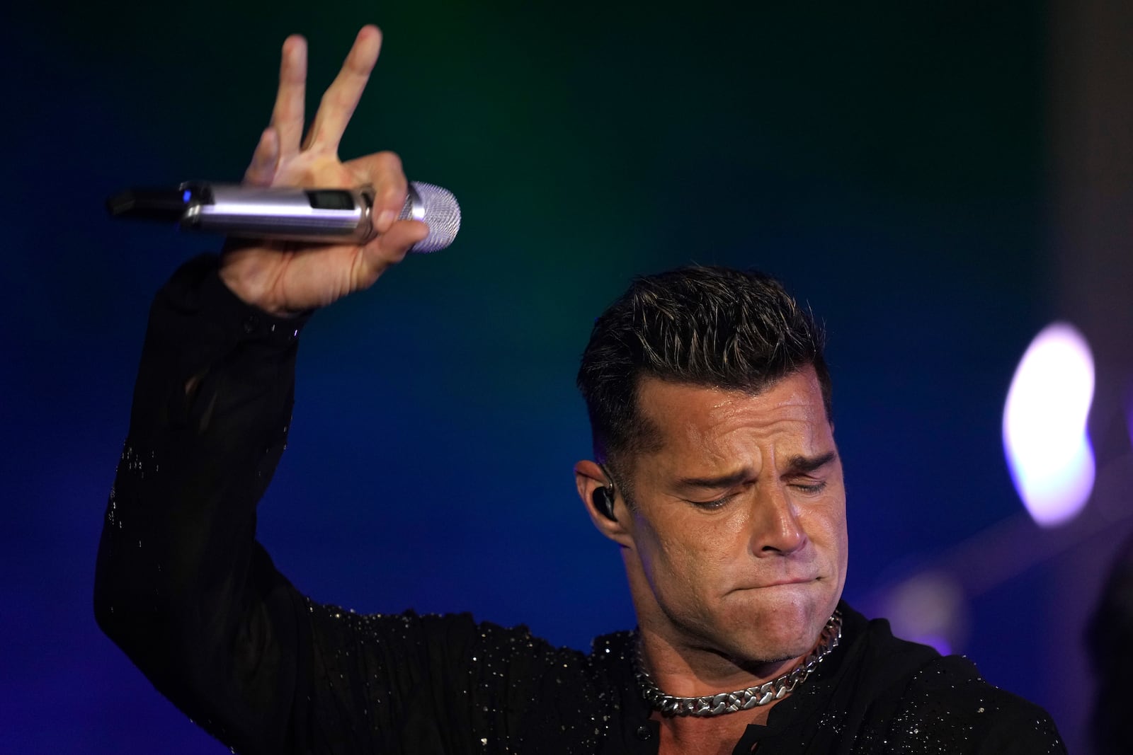 Ricky Martin performs during a campaign rally for Democratic presidential nominee Vice President Kamala Harris outside the Philadelphia Museum of Art, Monday, Nov. 4, 2024, in Philadelphia. (AP Photo/Matt Rourke)