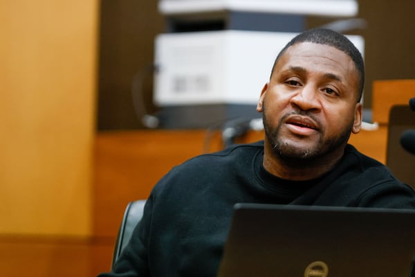 Antonio Sledge, a former co-defendant of Young Thug, testify during the YSL trial at the Fulton County Courthouse in Atlanta on Wednesday, Sept. 4., 2024.
(Miguel Martinez / AJC)