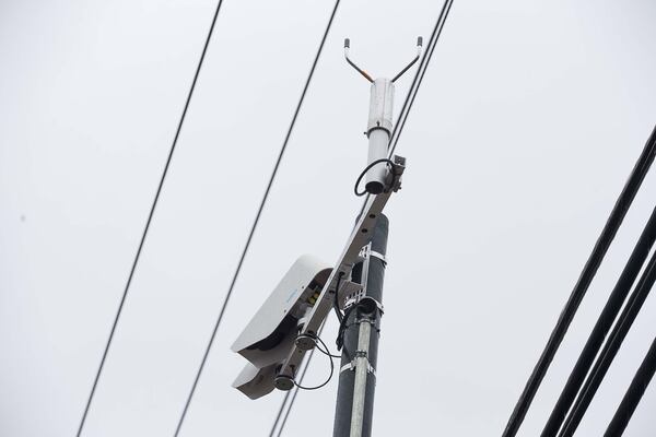 12/23/2019 — Atlanta, Georgia — A Road Weather Information System sensor is mounted on a pole along North Druid Hills Road NE in Atlanta, Monday, December 23, 2019. The city of Brookhaven is, to its knowledge, the first government to partner with Georgia DOT to install a Road Weather Information System sensor. The device, installed at the intersection of Buford Highway and North Druid Hills Road, can provide real-time data on weather factors including pavement conditions, precipitation amounts and visibility. (ALYSSA POINTER/ALYSSA.POINTER@AJC.COM)