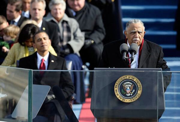 The Rev. Joseph Lowery, of Atlanta, gives the benediction during the inauguration.