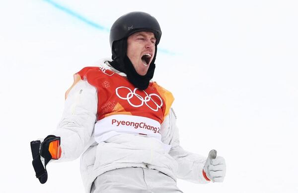 Olympic gold medalist Shaun White celebrates after his third run in Men's Halfpipe Final on day five of the PyeongChang 2018 Winter Olympics at Phoenix Snow Park on February 14, 2018 in Pyeongchang-gun, South Korea.  