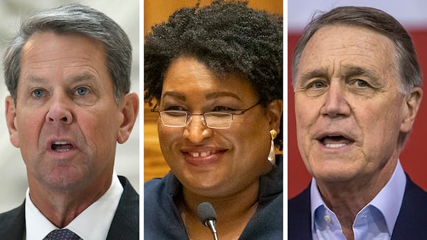 The Russian invasion of Ukraine will have an impact on Georgia's race for governor, as the candidates -- Gov. Brian Kemp, left, Stacey Abrams and David Perdue -- focus on its impact on domestic issues including inflation and energy prices.