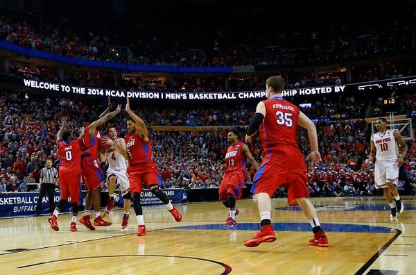 during the second half of a second-round game in the NCAA college basketball tournament in Buffalo, N.Y., Thursday, March 20, 2014. Dayton won the game 60-59. (AP Photo/Bill Wippert) Aaron Craft's last dash as a collegian. (Bill Wippert/AP)