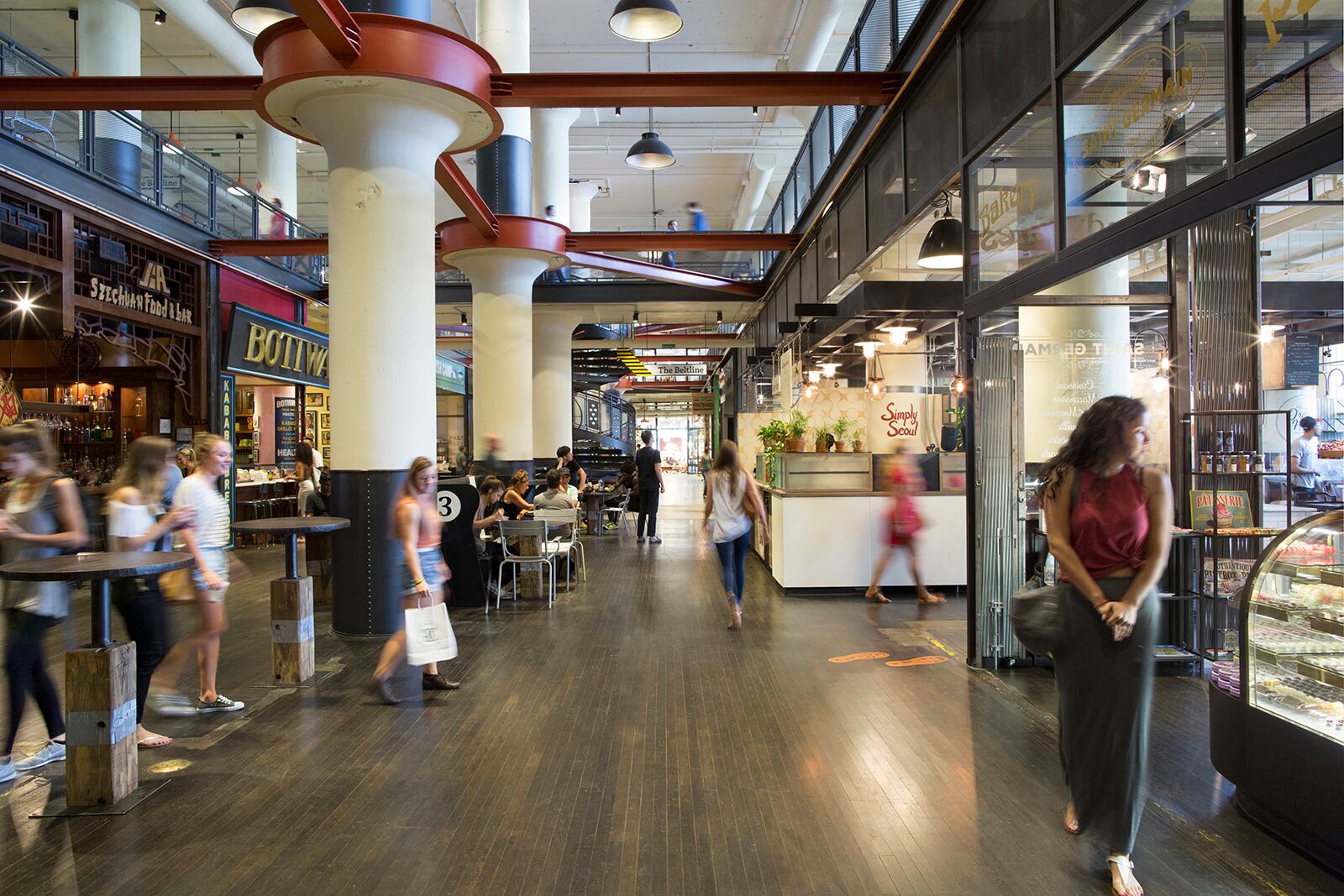 Ponce City Market includes office and retail space, apartments, an upscale food court and a rooftop amusement park. (Courtesy of Jamestown Properties)