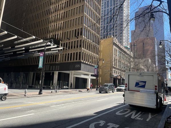 Photo of crosswalk at 225 Peachtree Street, February 2025.