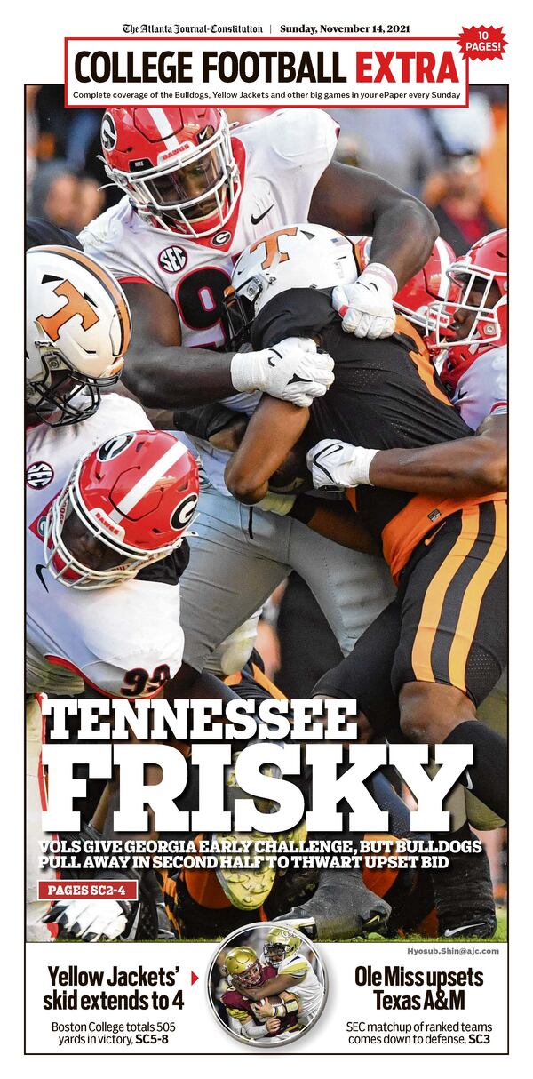 ‘Tennessee Frisky’ — College Football Extra included in Sunday ePaper (The Atlanta Journal-Constitution)