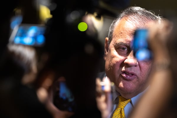 Former New Jersey Gov. Chris Christie, speaking Saturday at the Gathering, a conservative political conference in Buckhead, predicted that former President Donald Trump will lose in Georgia if he's the GOP nominee in 2024. "There’s nothing more selfish than what he’s doing,” said Christie, whose own presidential candidacy is lagging in single digits in most public polls. “He’s been charged with four different crimes. And yet he still persists in insisting that he has to be a candidate for president.” (Arvin Temkar / arvin.temkar@ajc.com)
