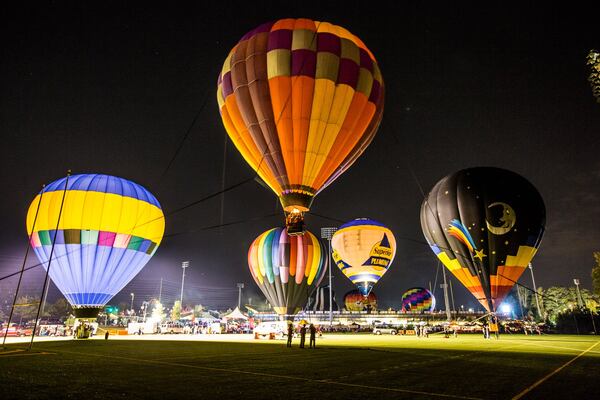 Hot air balloons light up the sky above Kennesaw during a recent Owl-O-Ween CONTRIBUTED BY I WALLY / KENNESAW STATE UNIVERSITY