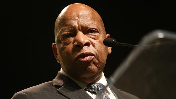 U.S. Rep. John Lewis speaks to the crowd during the presentation of his award at the Hyatt Regency Hotel's Heritage Celebration in Atlanta, Georgia, on February 20, 2017. (HENRY TAYLOR / HENRY.TAYLOR@AJC.COM)