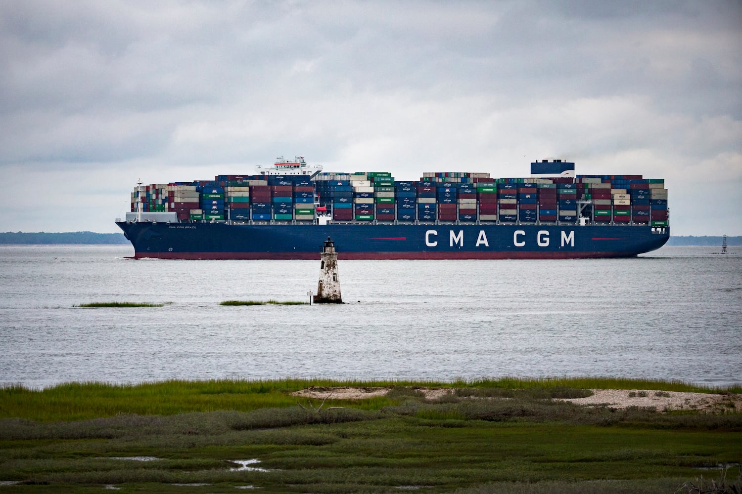 The CMA CGM Brazil Sail Up The Savannah River