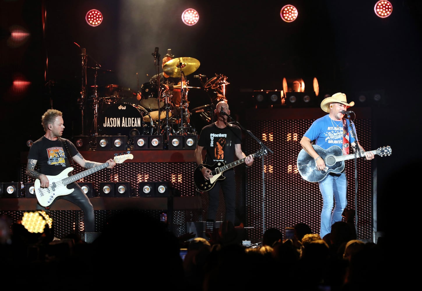 Jason Aldean performs "Tattoos On This Town" at Lakewood Amphitheatreon Saturday, August 5, 2023, on his Highway Desperado Tour. (Photo: Robb Cohen for The Atlanta Journal-Constitution)