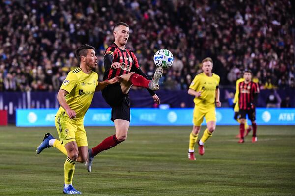 Atlanta United defender Brooks Lennon #11 in action during the first half of the 2020 MLS season opener between Atlanta United FC and Nashville SC at Nissan Stadium in Nashville, Tennessee, on Saturday February 29, 2020. (Photo by Jacob Gonzalez/Atlanta United)