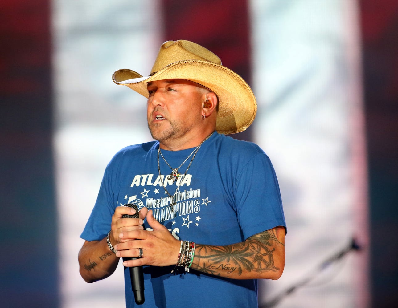 Macon native Jason Aldean rocked Lakewood Amphitheatre on Saturday, August 5, 2023, on his Highway Desperado Tour. The show coincided with his having the No. 1 hit in the nation with "Try That in a Small Town." (Photo: Robb Cohen for The Atlanta Journal-Constitution)