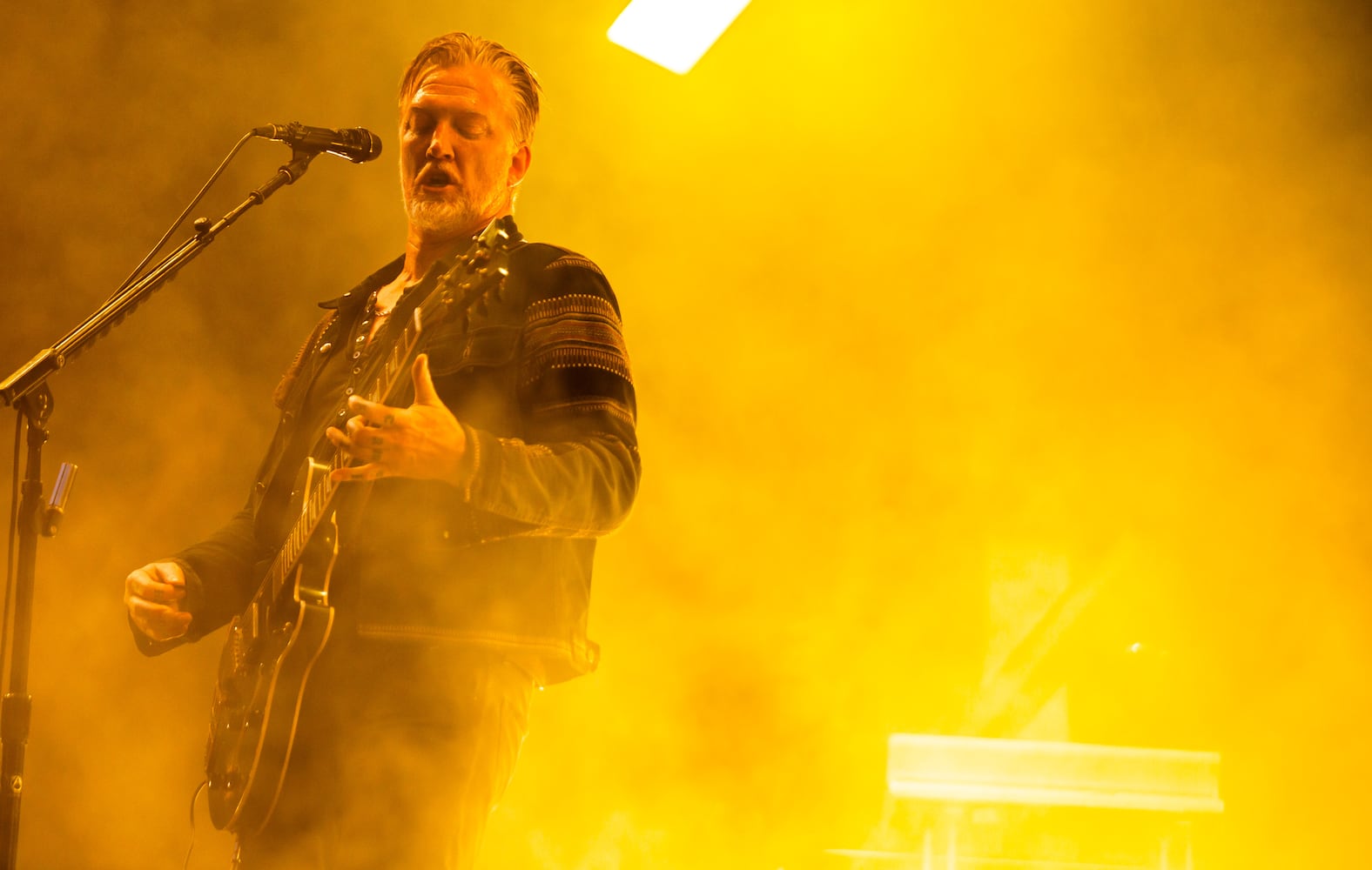 Atlanta, Ga: Queens of the Stoneage put on the tightest set of the day wowing fans and making believers out of everyone at the Piemont Stage. Photo taken Saturday May 4, 2024 at Central Park, Old 4th Ward. (RYAN FLEISHER FOR THE ATLANTA JOURNAL-CONSTITUTION)